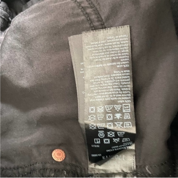 All Saints Lila Black Denim Grommet Frayed Hem Mini Skirt size 10 - Picture 3 of 5